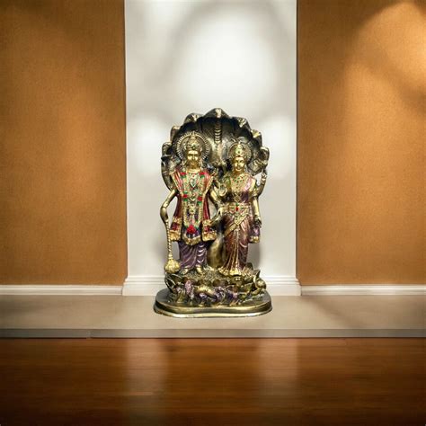 Sheshnag Lord Vishnu, Goddess Laxmi standing idol Height- 27 cm – cutncurve