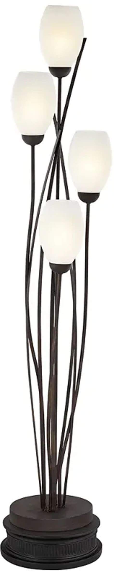Franklin Iron Jareth 77 1/2” Tulip Glass Floor Lamp with Black Riser by ...