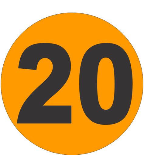 Number Twenty (20) Fluorescent Circle or Square Labels