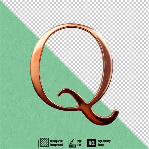 Premium PSD | Copper Outline Letter Q Symbol on plain background