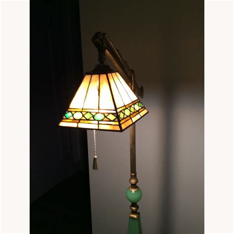 Antique Art Deco Jadeite Cast Iron Floor Lamp - AptDeco