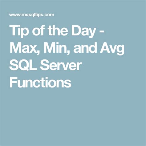 How to Use AVG AVG Min and Max in SQL 的图像结果