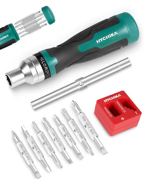 Hychika Ratcheting Screwdriver 16 In 1 Magnetic Ratchet Screwdriver Set ...