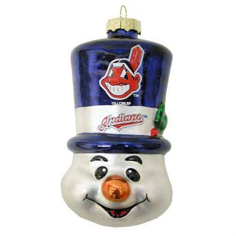MLB Cleveland Indians Blown Glass Top Hat Snowman Ornament : Amazon.in ...