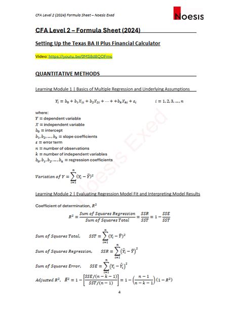 Image result for CFA Level 2 Formula Sheet