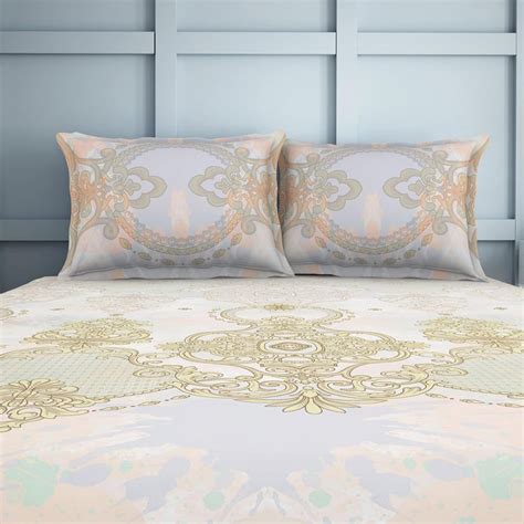 Buy SPACES Organic Light Grey Ethnic Printed Cotton Super King Bedsheet ...