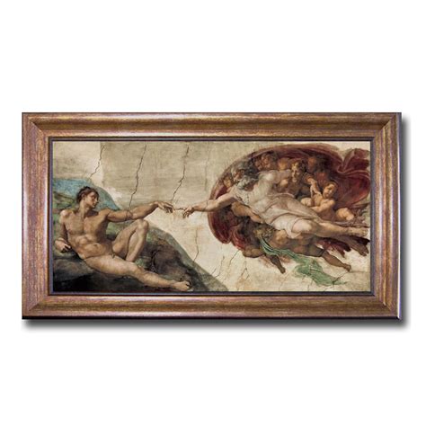 Michelangelo 'creation of Adam' Bronze-framed Canvas Wall Art (16 in X 28 Framed Size, Ready to ...