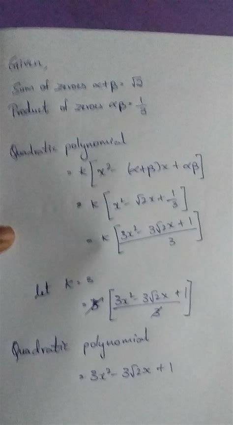 find the quadratic polynomials in each Case, with the given numbers as ...