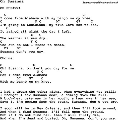 Summer Camp Song, Oh Susanna, with lyrics and chords for Ukulele ...
