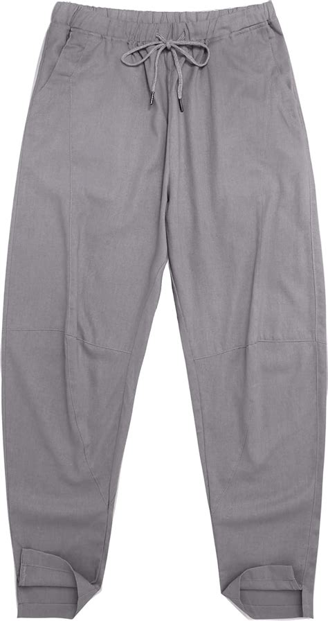 Buy COOFANDY Men Cotton Linen Yoga Pant Casual Drawstring Loose Fit ...