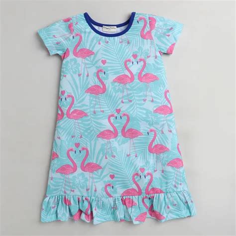Flamingo Printed Nighty - Sea Green – CrayonFlakes