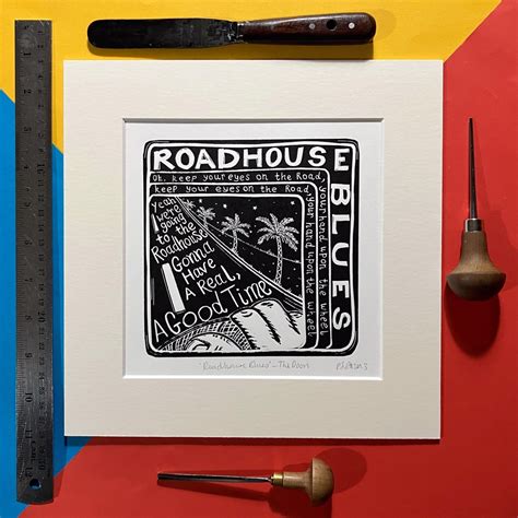 Roadhouse Blues by the Doors. 10 X 10 Linocut Print by Pamela Scott ...