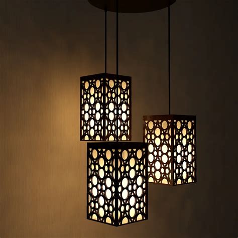 Round Pattern Wooden Modern Lamp Hanging Ceiling Light For Home Decora ...