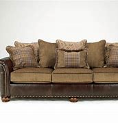 Image result for Leather and Chenille Sofa