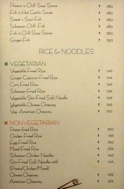 Menu at Blue Fox, Hyderabad, Door No. 3