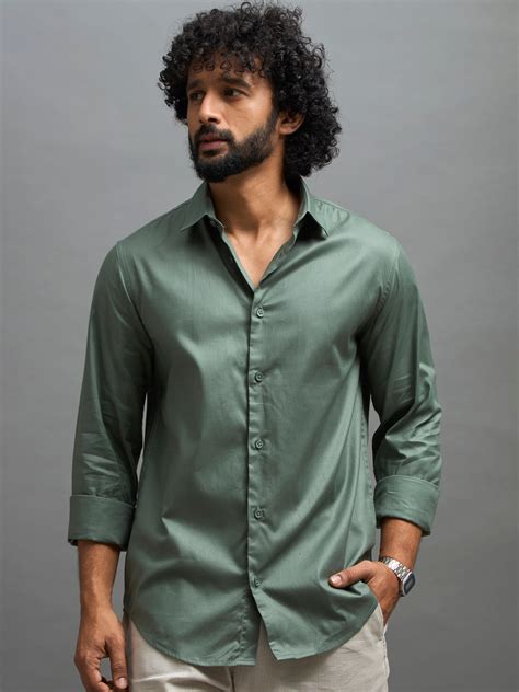 Calanthe - Giza Cotton Slim Fit Shirt - Moss Green – Espanshe