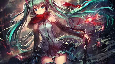 Wallpaper 4K Hatsune Miku Pejuang Anime | 3840x2160 | Wallpaper Alchemy