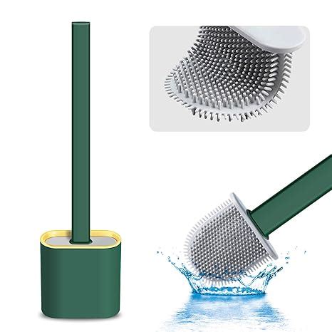Akoblyh Silicone Toilet Brush and Holder Set Mounted Silicone Toilet ...