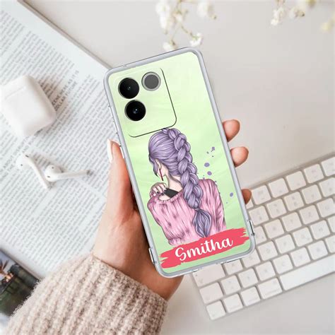 Braid Girl Customize Transparent Silicon Case For Vivo T2 Pro 5G ...