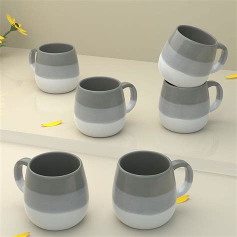Tritone Grey Ovule Shape Tea Cups Set of 6 – The Earth Store