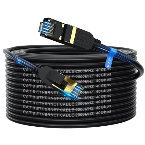 Long Internet Cat8 100ft Ethernet Cable - Indoor High Speed 40Gbps RJ45 ...