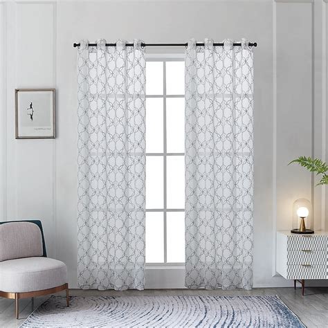 95-in Silver Sheer Grommet Single Curtain Panel in the Curtains ...