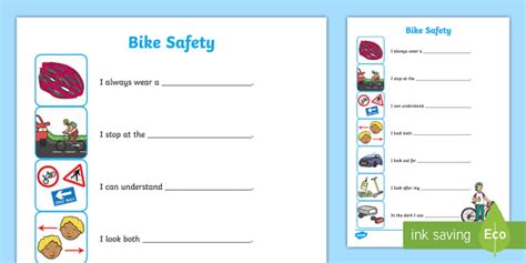 Keeping Myself Safe When Cycling Safety Worksheet - Twinkl