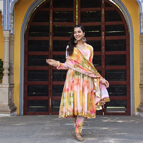 Tie Dye Georgette Anarkali Suit Set – ASHEERA