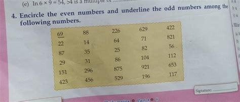 4. Encircle the even numbers and underline the odd numbers among the ...
