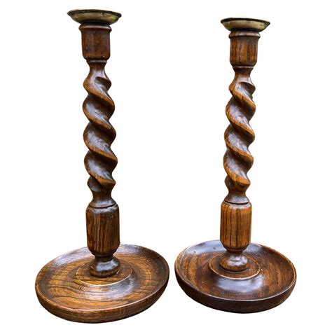 Oversized Georgian Barley Twist Candle Sticks For Sale at 1stDibs