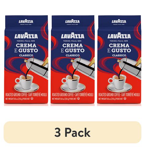 (3 pack) Lavazza Crema e Gusto Ground Coffee, Medium Roast, Arabica and ...