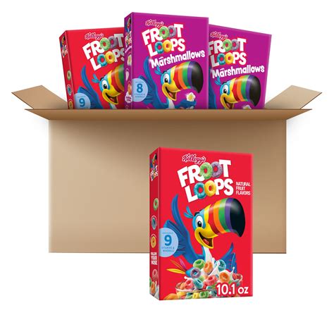 Buy Kelloggs Froot Loops Breakfast Cereal, Variety Pack, 4 Ct, 41.2 Oz ...