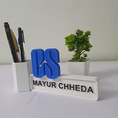 Surji Name Plate for office Desk/Table stylish Personalized Pen Stand ...
