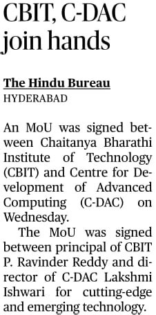 CBIT Signs MOU With C-DAC - CBIT