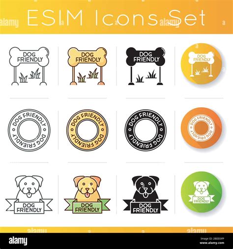Cat and dog friendly areas emblems icons set. Four-legged friends ...