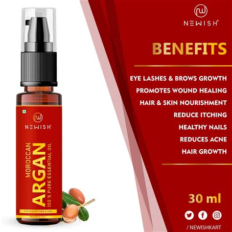 Buy NEWISH 100% PURE & NATURAL MOROCCAN ARGAN OIL 30ML FOR DRY AND ...