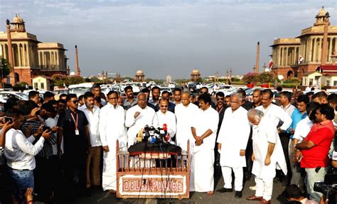 Congress senior leaders address media after meeting President Kovind