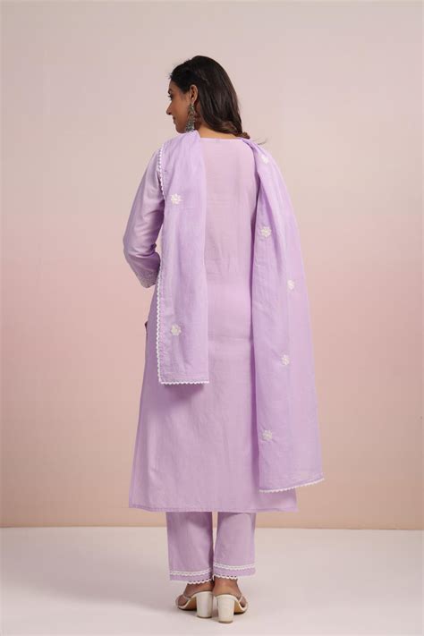 Shop Lavender Cottom Embroidered & Beadwork Suit Set- Elegant Ethnic ...