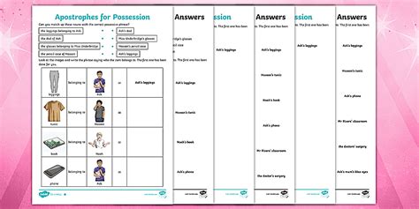 Apostrophes for Possession | English Worksheet | Primary