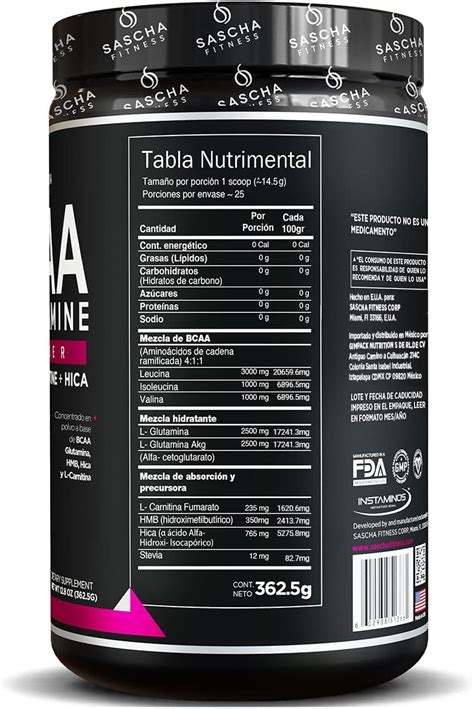 Buy SASCHA FITNESS BCAA 4:1:1 + Glutamine, HMB, L-Carnitine, HICA ...