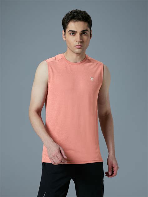 Men Melange Slim Fit Round Neck Sports Innerwear Vest with DOUBLE COOL