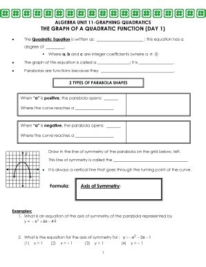 Algebra Unit 11 Graphing Quadratics - Fill and Sign Printable Template ...