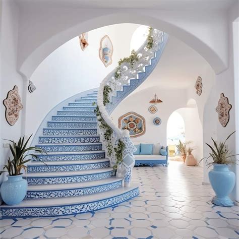 Spanish Style Home Decor: Blue and White Staircase