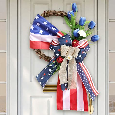 BZPIZ Wreaths Flash Savings Door Decorations Hanging Idyllic July 4th ...