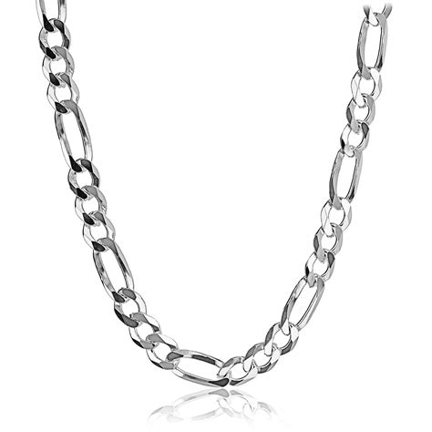 Kezef - Men's 16" 9mm 200 Gauge Figaro Chain Solid .925 Sterling Silver ...