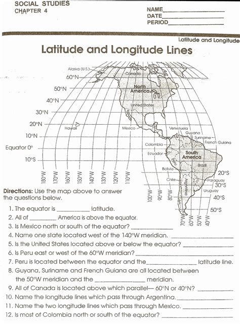 Understanding Latitude And Longitude Worksheet