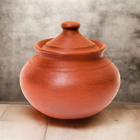 Ecocraft Red Clay Curd Pot With Lid (500 ml) - Clay Pot for Cooking ...