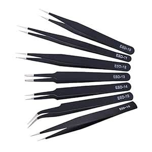 Precision Tweezer Set, 6 PCS Tweezers Kit with ESD Anti-static ...