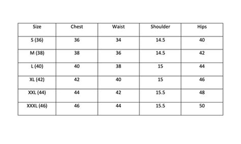 Size Chart – MACS