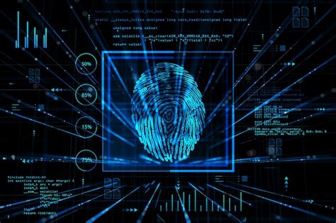 Biometrische beveiligingstechnologie concept met digitale gloeiende ...